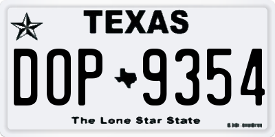 TX license plate DOP9354