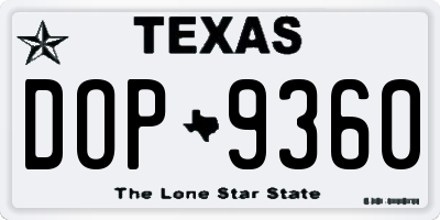 TX license plate DOP9360