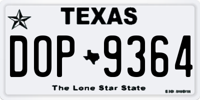 TX license plate DOP9364
