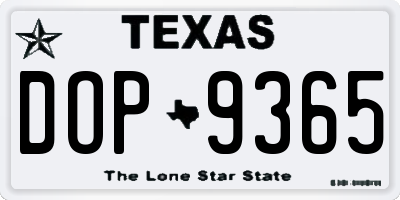 TX license plate DOP9365