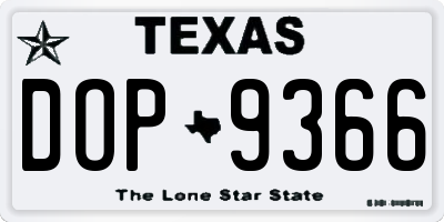 TX license plate DOP9366