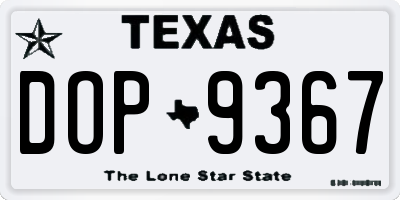 TX license plate DOP9367