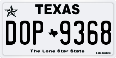 TX license plate DOP9368