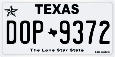 TX license plate DOP9372