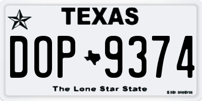 TX license plate DOP9374