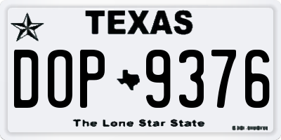 TX license plate DOP9376
