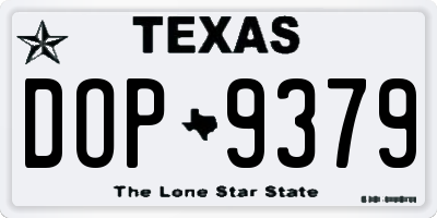 TX license plate DOP9379