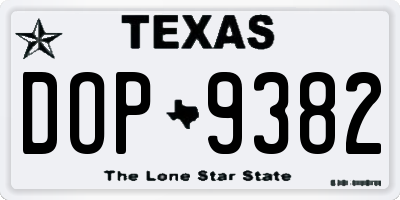 TX license plate DOP9382