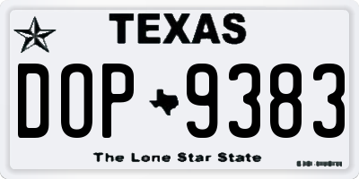 TX license plate DOP9383