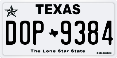 TX license plate DOP9384