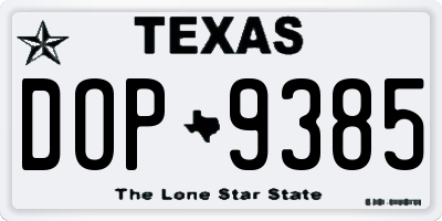 TX license plate DOP9385