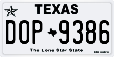 TX license plate DOP9386