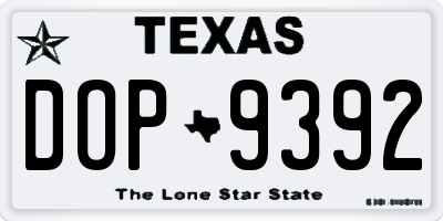 TX license plate DOP9392