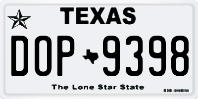 TX license plate DOP9398