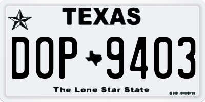 TX license plate DOP9403