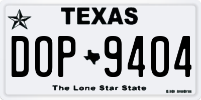 TX license plate DOP9404