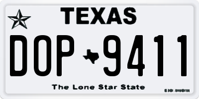 TX license plate DOP9411