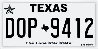 TX license plate DOP9412