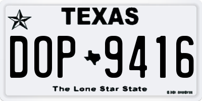 TX license plate DOP9416