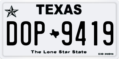TX license plate DOP9419