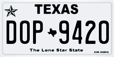 TX license plate DOP9420