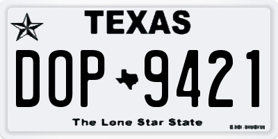 TX license plate DOP9421