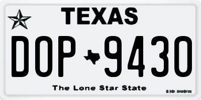 TX license plate DOP9430