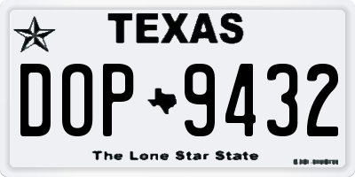 TX license plate DOP9432