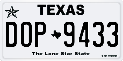 TX license plate DOP9433