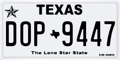 TX license plate DOP9447