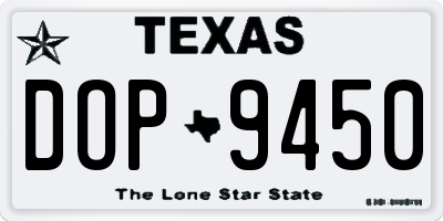 TX license plate DOP9450