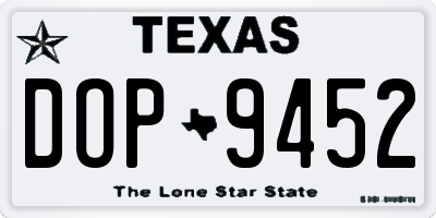 TX license plate DOP9452