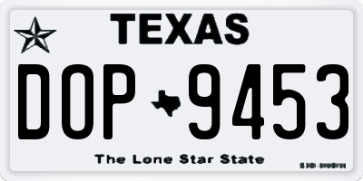 TX license plate DOP9453