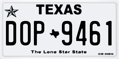 TX license plate DOP9461