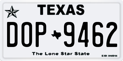 TX license plate DOP9462