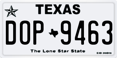 TX license plate DOP9463