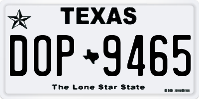 TX license plate DOP9465