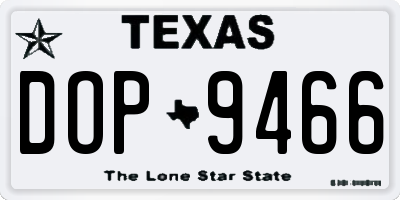 TX license plate DOP9466