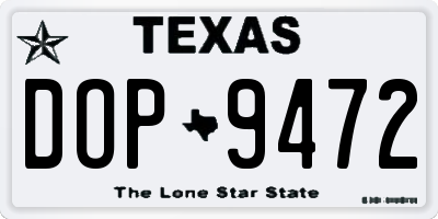 TX license plate DOP9472