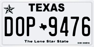 TX license plate DOP9476