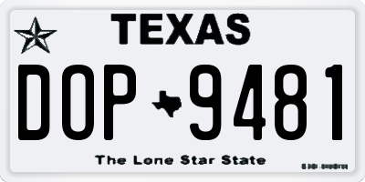 TX license plate DOP9481