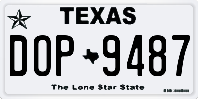 TX license plate DOP9487