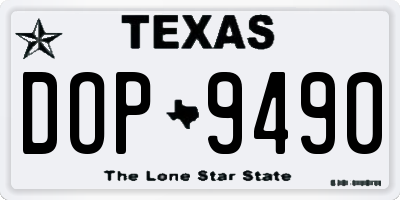 TX license plate DOP9490