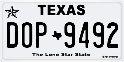 TX license plate DOP9492