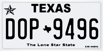 TX license plate DOP9496