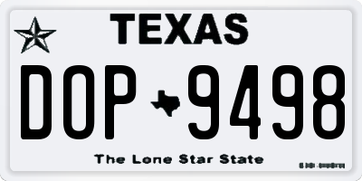 TX license plate DOP9498