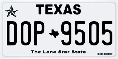 TX license plate DOP9505