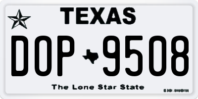 TX license plate DOP9508