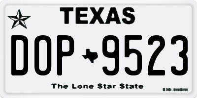 TX license plate DOP9523