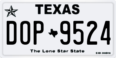 TX license plate DOP9524